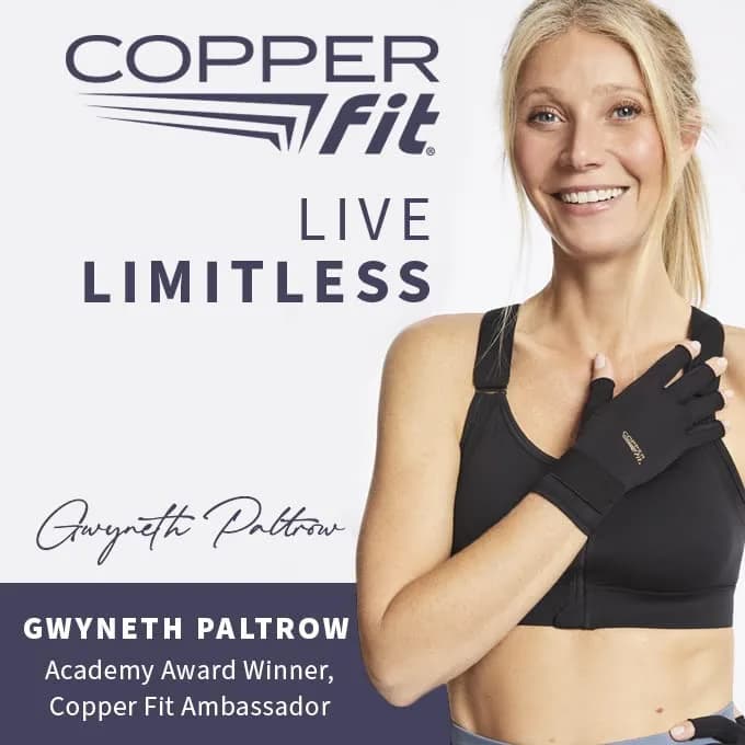 Copper Fit ICE Compression Gloves Infused with Menthol, Black, Small/Medium | Support & Relief for Arthritic Hands - main product image