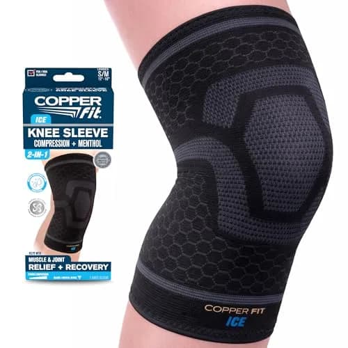 Copper Fit ICE Knit Compression Knee Sleeve L/XL | Menthol & CoQ10 Infused for Recovery thumbnail 1