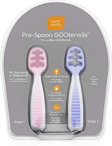 NumNum GOOtensils Baby Spoons 6-18 Months, 2-Pack Frosty Lilac/Rose | Pre-Spoon for Self-Feeding thumbnail 7