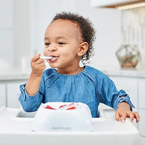 NumNum GOOtensils Baby Spoons 6-18 Months, 2-Pack Frosty Lilac/Rose | Pre-Spoon for Self-Feeding thumbnail 9