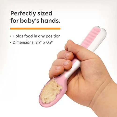 NumNum GOOtensils Baby Spoons 6-18 Months, 2-Pack Frosty Lilac/Rose | Pre-Spoon for Self-Feeding thumbnail 10