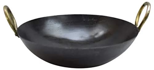 MARSHAL 11 Inch (28 cm) Pure Iron Loha Kadhai Deep Frying Pan | Authentic Indian Cookware thumbnail 3