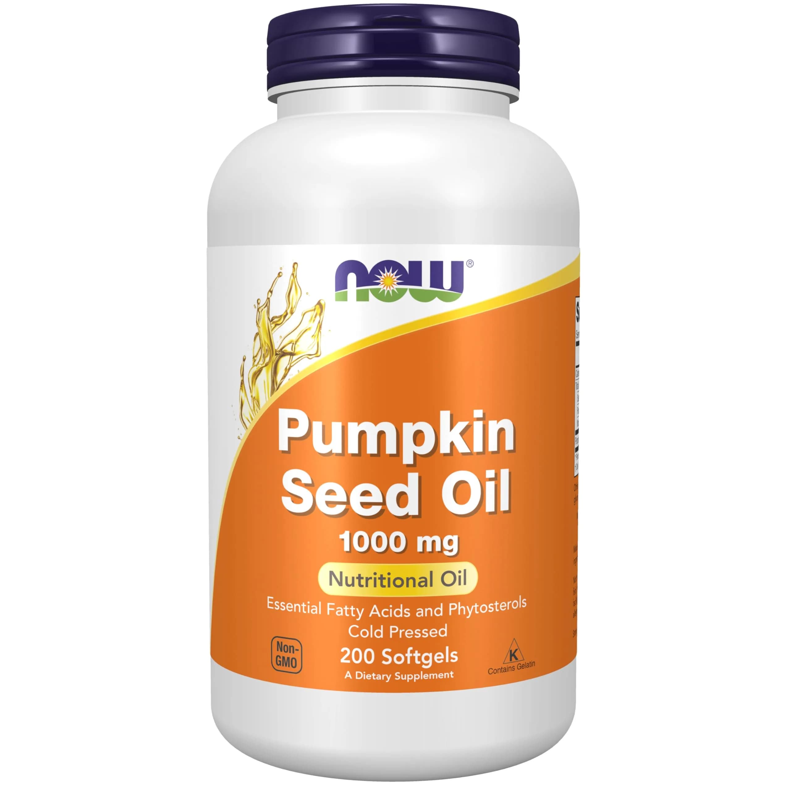 NOW Foods Pumpkin Seed Oil 1000 mg Softgels | Cold Pressed EFAs & Phytosterols, 200 Count