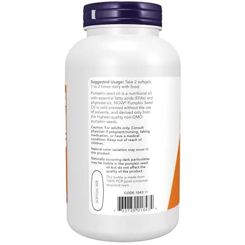 NOW Foods Pumpkin Seed Oil 1000 mg Softgels | Cold Pressed EFAs & Phytosterols, 200 Count thumbnail 3