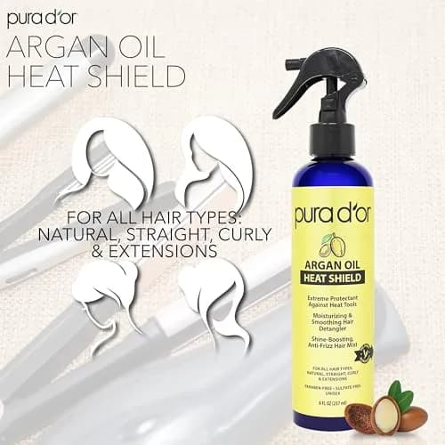 PURA D'OR Argan Oil Heat Shield Protectant Spray 237ml (8 Fl Oz) | Protects Up To 450º F From Heat Styling thumbnail 3