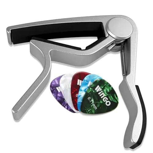 WINGO Silver Guitar Capo for Acoustic & Electric Guitars | Quick-Release, No Buzz, 6-String Steel Acoustic/Electric thumbnail 6