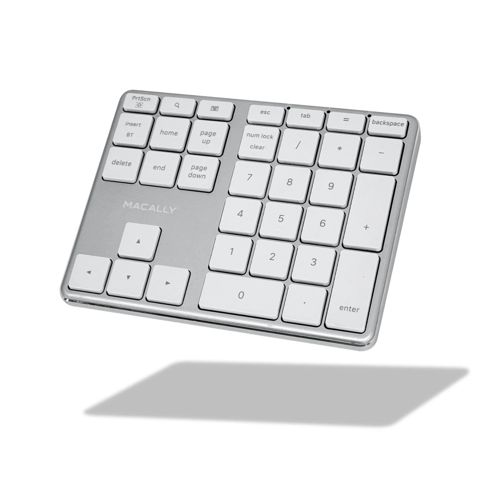 Macally BTNUMKEYPRO Rechargeable Bluetooth Number Pad 11.4cm (4.5") | Slim Aluminum Wireless 35-Key Numpad for Mac, iPad, Windows - main product image