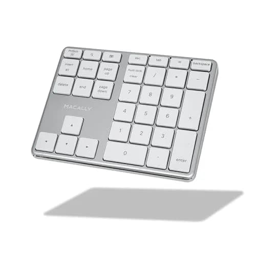 Macally BTNUMKEYPRO Rechargeable Bluetooth Number Pad 11.4cm (4.5") | Slim Aluminum Wireless 35-Key Numpad for Mac, iPad, Windows thumbnail 1