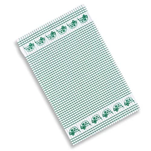 Cackleberry Home Retro Camper Windowpane Check Cotton Terrycloth Kitchen Towels, Set of 4 (Green) | 45.7 x 71.1 cm (18 x 28 inches) thumbnail 2