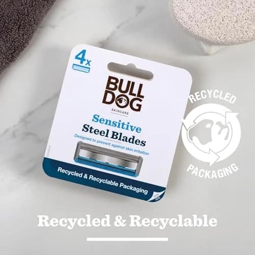 Bulldog Skincare - Sensitive Steel Blades - Men's Razor Blade Refills (4 Pack) | Suitable for Sensitive Skin thumbnail 5