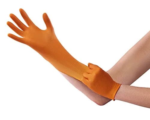Venom Steel Orange Nitrile Gloves, 8 mil Thick, 50 Count | Heavy Duty Grip & Puncture Resistance thumbnail 3