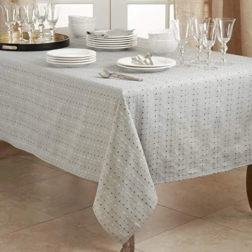 SARO LIFESTYLE Square Stitched Tablecloth 183 cm (72 in) x 153 cm (60 in) | All-Season Versatile Dining Decor thumbnail 3