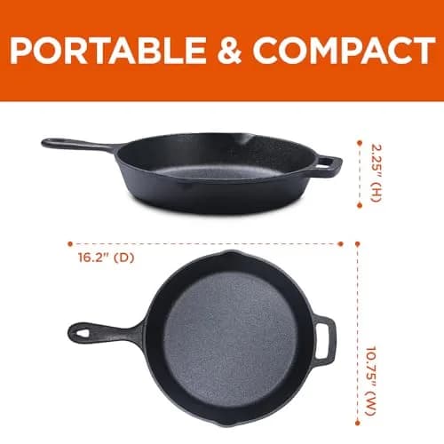 Commercial CHEF 10.25-Inch Cast Iron Skillet | Pre-Seasoned, Versatile & Oven Safe thumbnail 6