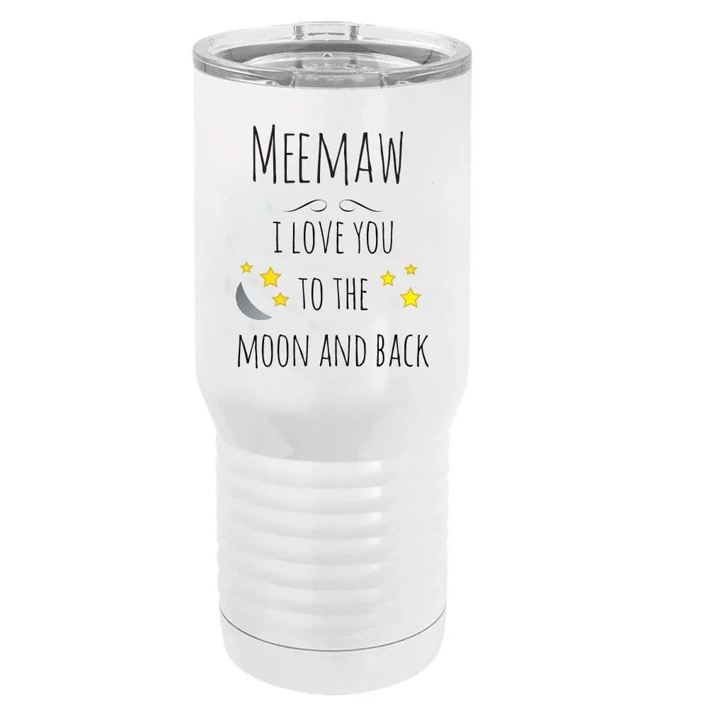 CustomGiftsNow Meemaw I Love You to the Moon and Back Stainless Steel Vacuum Insulated 20 Oz Tumbler | Modern White - main product image