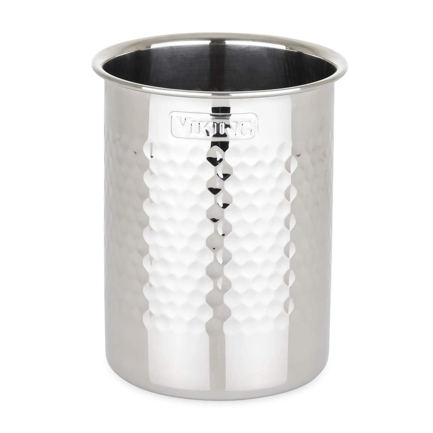 Viking Hammered Stainless Steel Kitchen Utensil Holder | Silver, 6.81 in H x 5.29 in D | Durable, Stylish Countertop Organizer - main product image