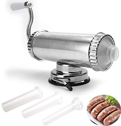 Lawei Sausage Stuffer 2 LBS Stainless Steel Horizontal Kitchen Meat Maker | 3 Nozzles for Home & Commercial Use thumbnail 1