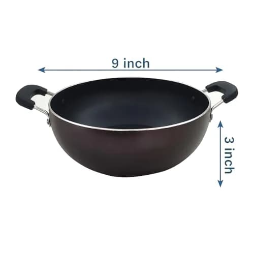 SHRIYA Induction Base Nonstick Kadai with Lid, 2.2 Ltr (2.3 US qt) | Deep Fry Pan for Indian Kitchens thumbnail 2
