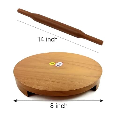 SHRIYA Wooden Chakla Belan Set 8x8 inch | Handmade Teak Roti Board & Pin for Daily Indian Cooking thumbnail 2