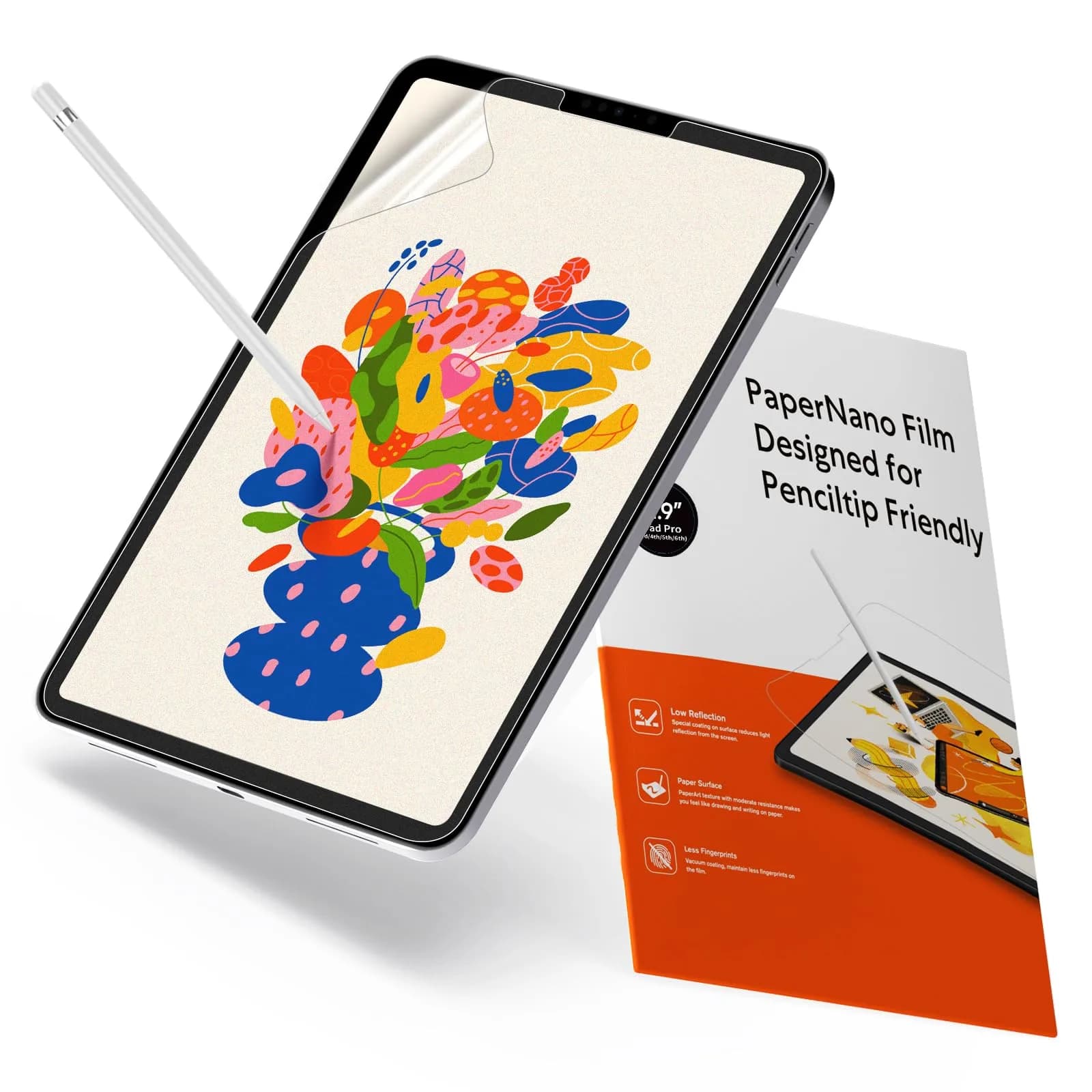 KCT Paperfeel Screen Protector for iPad Air 5/4th & iPad Pro 11 | Anti-Glare, Paper Texture, Compatible with Apple Pencil — iPad Pro 12.9" (2018-2022)