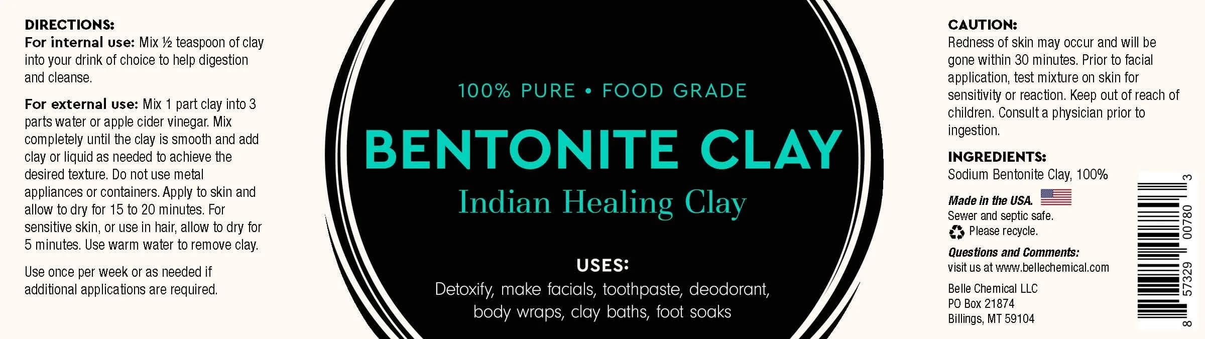 Belle Chemical Sodium Bentonite Clay Powder 454 g (1 lb) | USP-Grade for Masks & Detox thumbnail 2