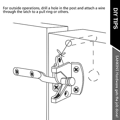 SANKINS Self Locking Gate Latch for Wooden Fence | Gravity Lever Lock, 1pcs, Heavy Duty Iron thumbnail 6