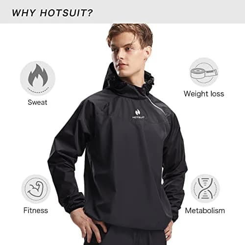 HOTSUIT Men's Sauna Suit Jacket Black 4XL | Accelerates Sweat for Weight Loss Workouts thumbnail 8