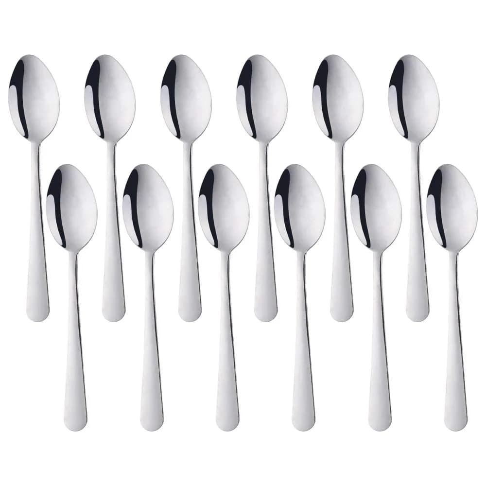 QOBIMOON 12-Piece Stainless Steel Teaspoon Set | Durable, Dishwasher Safe, 14.9 cm | Silver - main product image