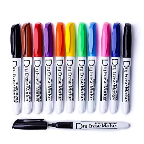 Volcanics Dry Erase Markers, Fine Tip, 10 Colors, 12 Pack | ASTM D-4236 Certified, Low Odor thumbnail 1