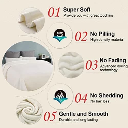 EASELAND California King Fleece Blanket Ivory 102x108 | Ultra-Soft Microfiber Warmth thumbnail 6