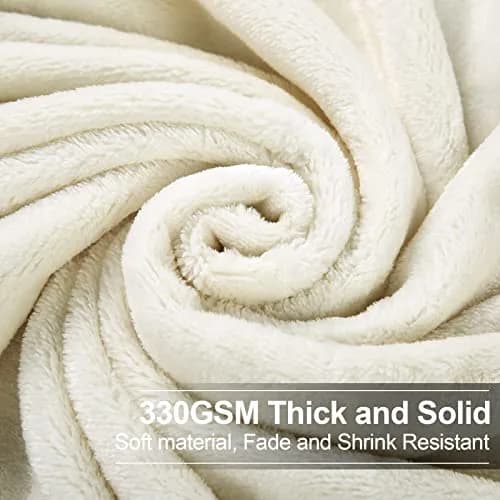 EASELAND California King Fleece Blanket Ivory 102x108 | Ultra-Soft Microfiber Warmth thumbnail 3