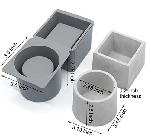 catin Silicone Planter Molds for Cement Round and Square | DIY Concrete Pot Forms for Succulents & Decor thumbnail 2