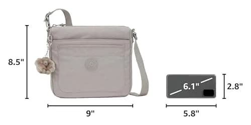Kipling Sebastian Crossbody Bag Grey Gris 25cm (9"L x 8.5"H x 1.75"D) | Lightweight Water-Resistant Nylon Messenger thumbnail 3