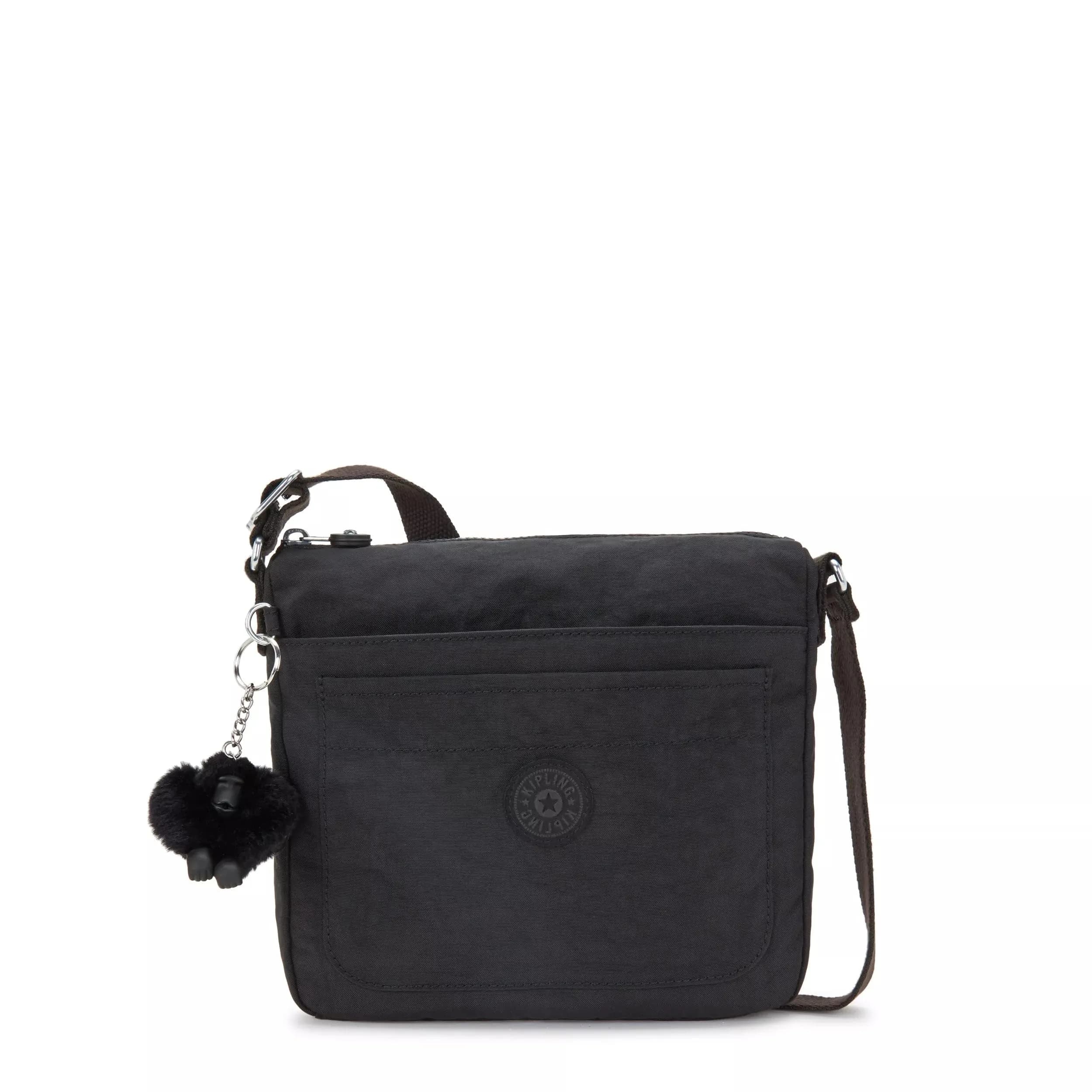 Kipling Sebastian Crossbody Bag 23cm (9") | Lightweight & Durable Nylon Messenger Bag — Black Noir