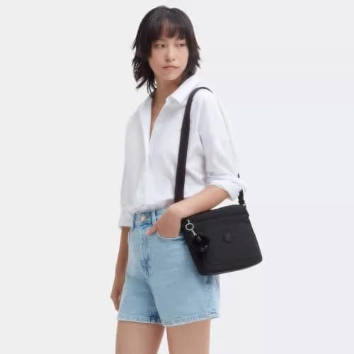 Kipling Sebastian Crossbody Bag Black Noir 21.59cm (8.5")H x 12.7cm (5")W x 4.45cm (1.75")D | Lightweight & Durable Nylon Messenger thumbnail 2