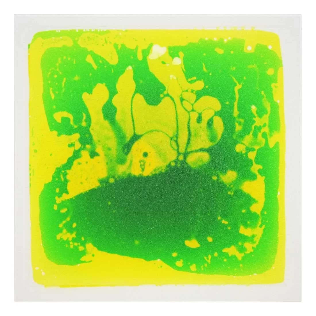 LONGKING Sensory Tiles 6 Pack | Liquid Floor Tiles for Kids' Play & Autism (120c) — Square - - Green&yellow / Green&yellow