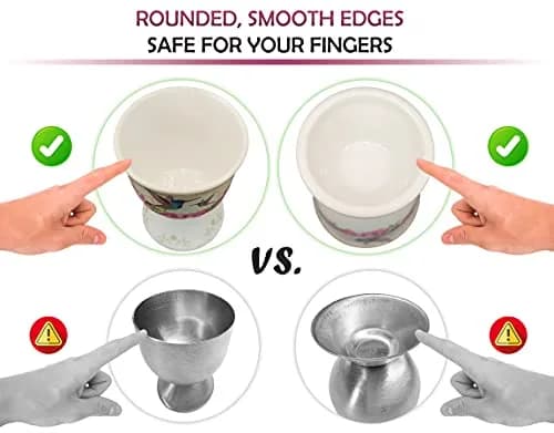 NobleEgg Egg Cups for Soft Boiled Eggs | Vintage Porcelain Holders & Stainless Steel Spoons thumbnail 2