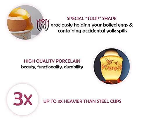 NobleEgg Egg Cups for Soft Boiled Eggs | Vintage Porcelain Holders & Stainless Steel Spoons thumbnail 3