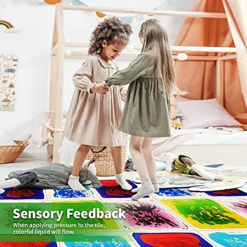LONGKING Sensory Tiles for Children 12" x 12" | Liquid Floor Tiles for Sensory Play thumbnail 3
