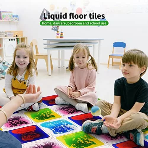 LONGKING Sensory Tiles for Children 12" x 12" | Liquid Floor Tiles for Autism & Play thumbnail 4