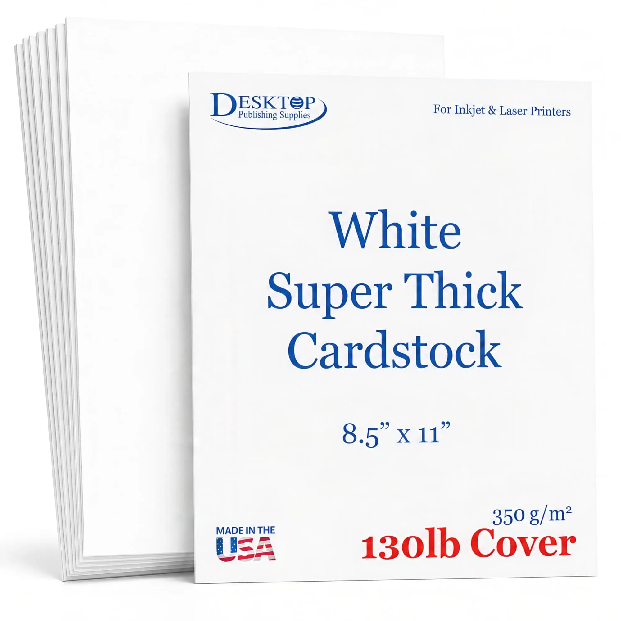 Desktop Publishing Supplies Extra Heavy Duty Bright White Cardstock 130lb Cover (350gsm) 8.5" x 11" - 100 Sheets | Ultra Heavy Matte Paper for Commercial Printing