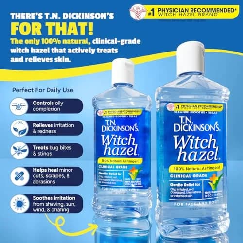 T.N. Dickinson's 100% Natural Witch Hazel Astringent 473ml (16 Fl Oz) | Cleanses & Soothes Skin thumbnail 2