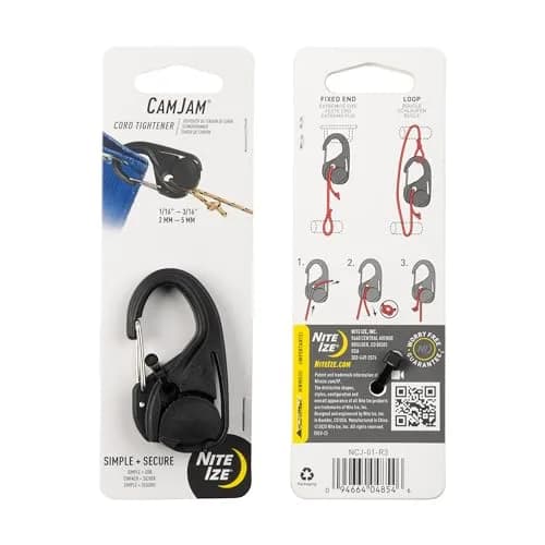 Nite Ize CamJam Cord Tightener with Carabiner Clip - Plastic Carabiner & Stainless Steel Lock - Utility Rope & Cord Tightener - Black thumbnail 9