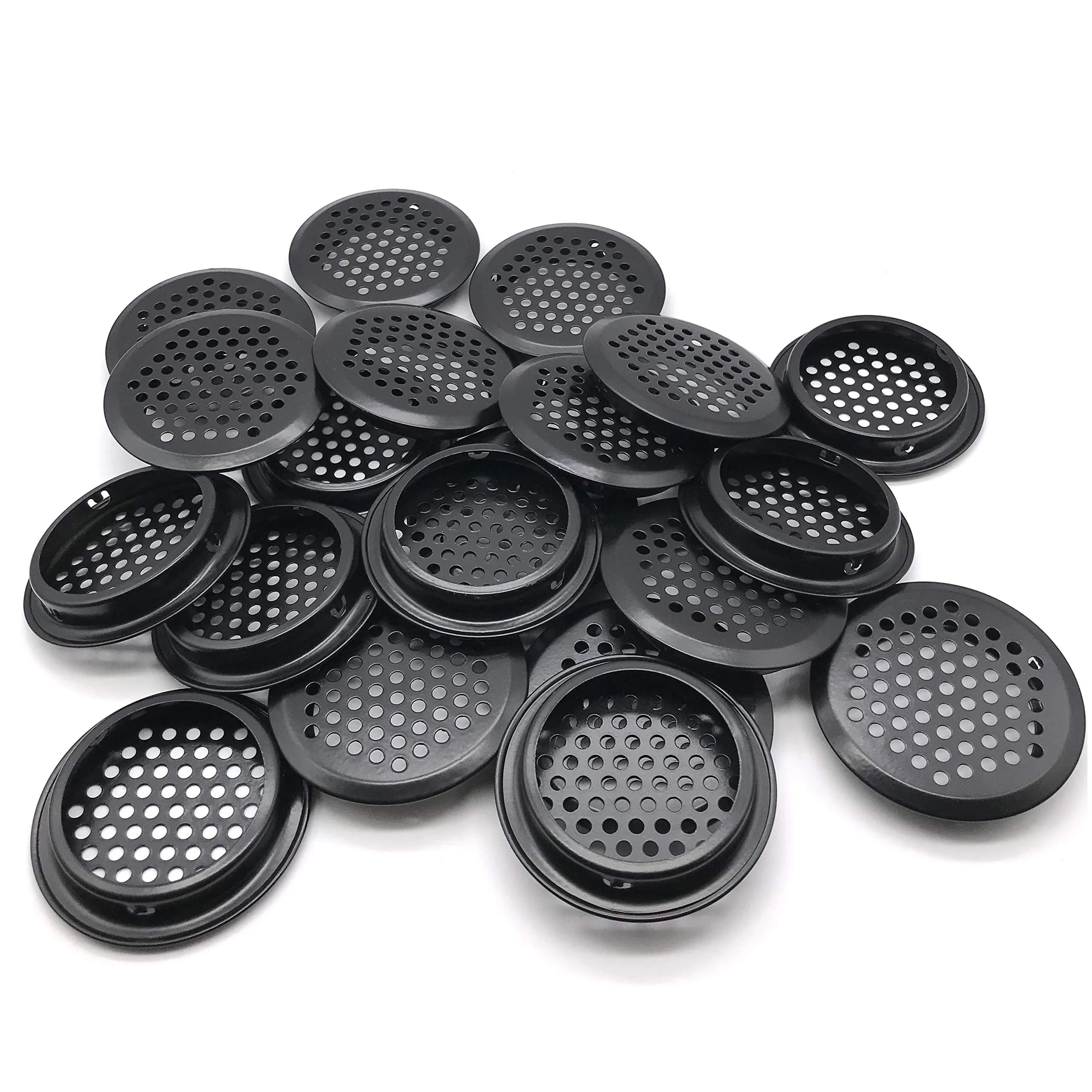 NACX 20Pcs Air Vents 25mm | Stainless Steel Round Vent Mesh for Cabinets & Wardrobes — Black / 53mm/65mm