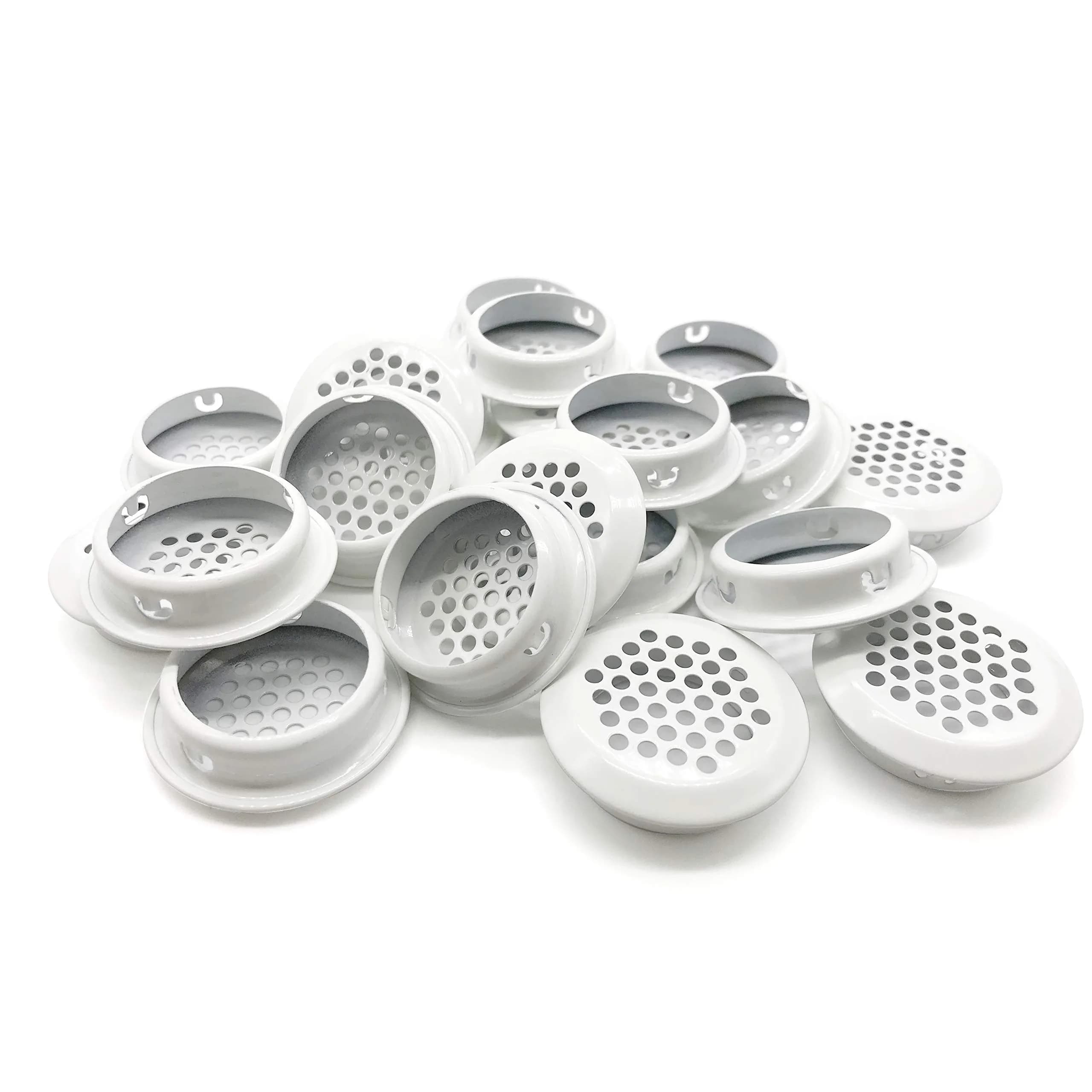 NACX 20Pcs Air Vents 25mm | Stainless Steel Round Vent Mesh for Cabinets & Wardrobes — white