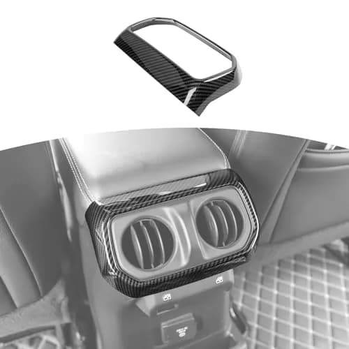 RT-TCZ Rear AC Vent Cover Trim for Jeep Wrangler JLU 2018-Present & Gladiator JT 4-Door 2020-Present Black Carbon Fiber Interior Accessories thumbnail 1