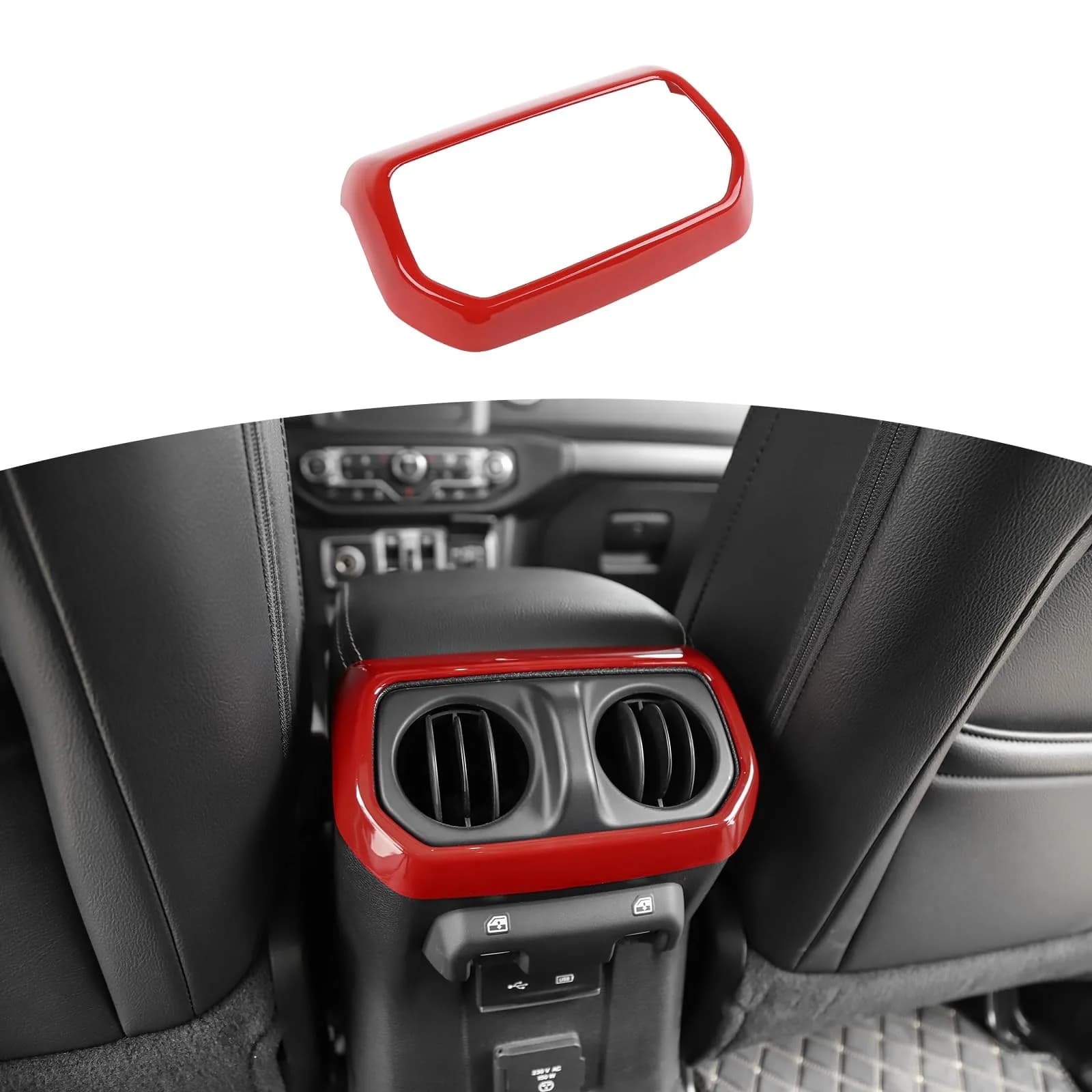 RT-TCZ Red Rear Air AC Vent Cover Trim for Jeep Wrangler JLU & Gladiator JT 4-Door | ABS Plastic Interior Accessories - main product image