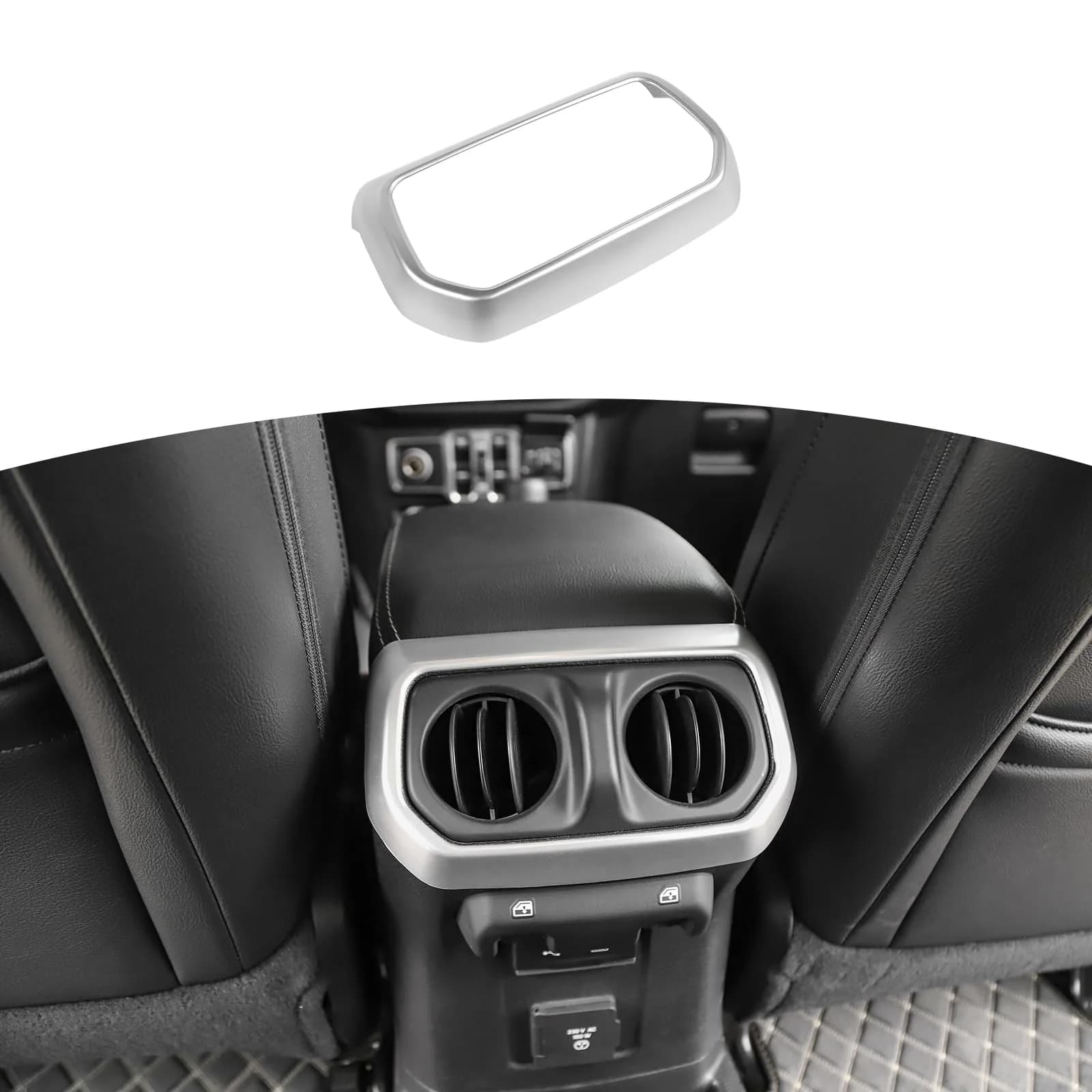 RT-TCZ Rear AC Vent Cover Trim for Jeep Wrangler JLU 2018-Present & Gladiator JT 4-Door 2020-Present Black Carbon Fiber Interior Accessories — Silver