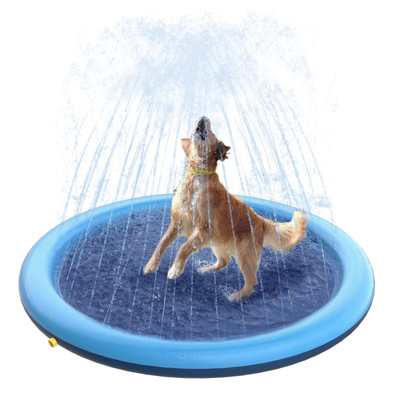 Peteast Dog Pool, Anti-Slip Splash Pad for Dogs, 67 in, Blue | Large Water Play Mat for Dogs & Kids — Blue / 51in