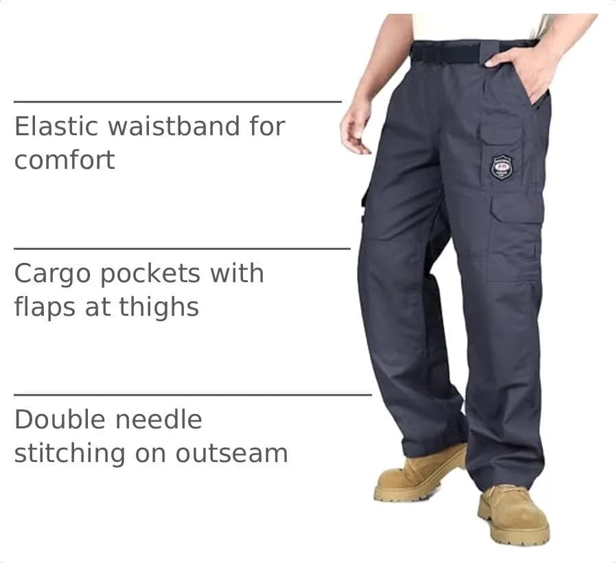 BOCOMAL Men's Flame Resistant Cargo Pants 32W x 30L | NFPA 2112 Certified, Water & Oil Resistant thumbnail 4