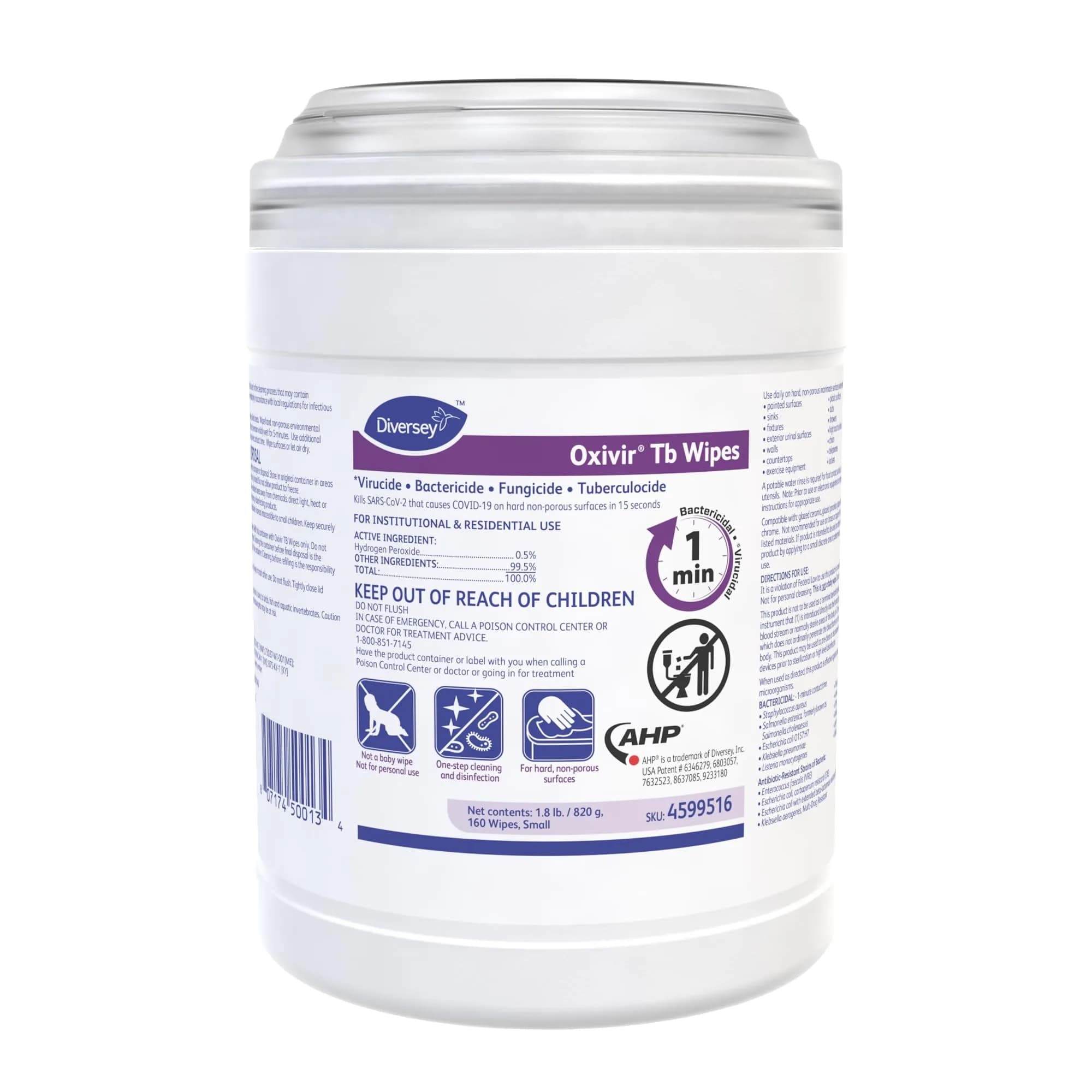 Oxivir Diversey Tb Disinfectant Wipes, 160 Count (0.03 ml) | One-Step Cleaning & Disinfection for Surfaces